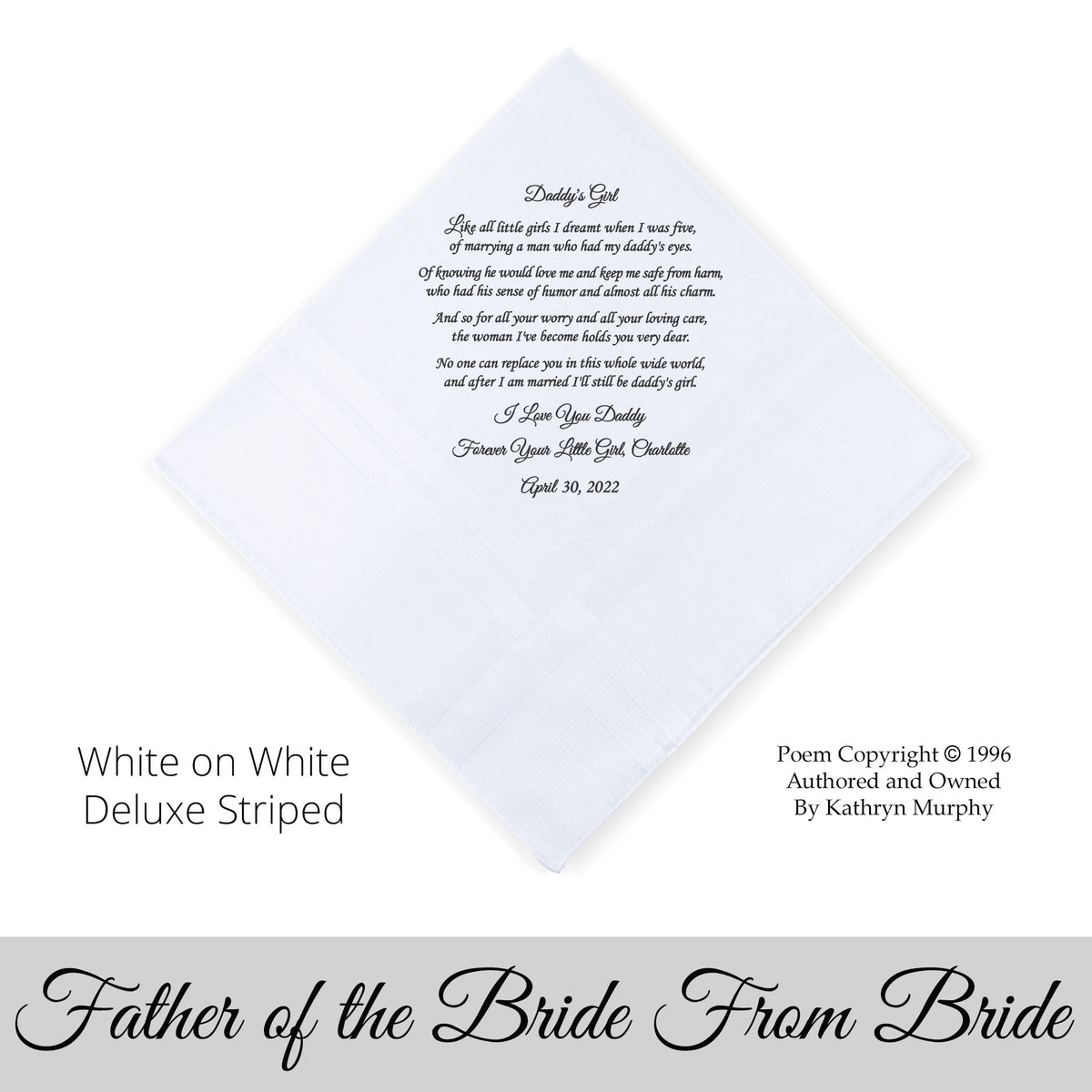 Father of the Bride Handkerchief &quot;daddy&#39;s girl&quot;