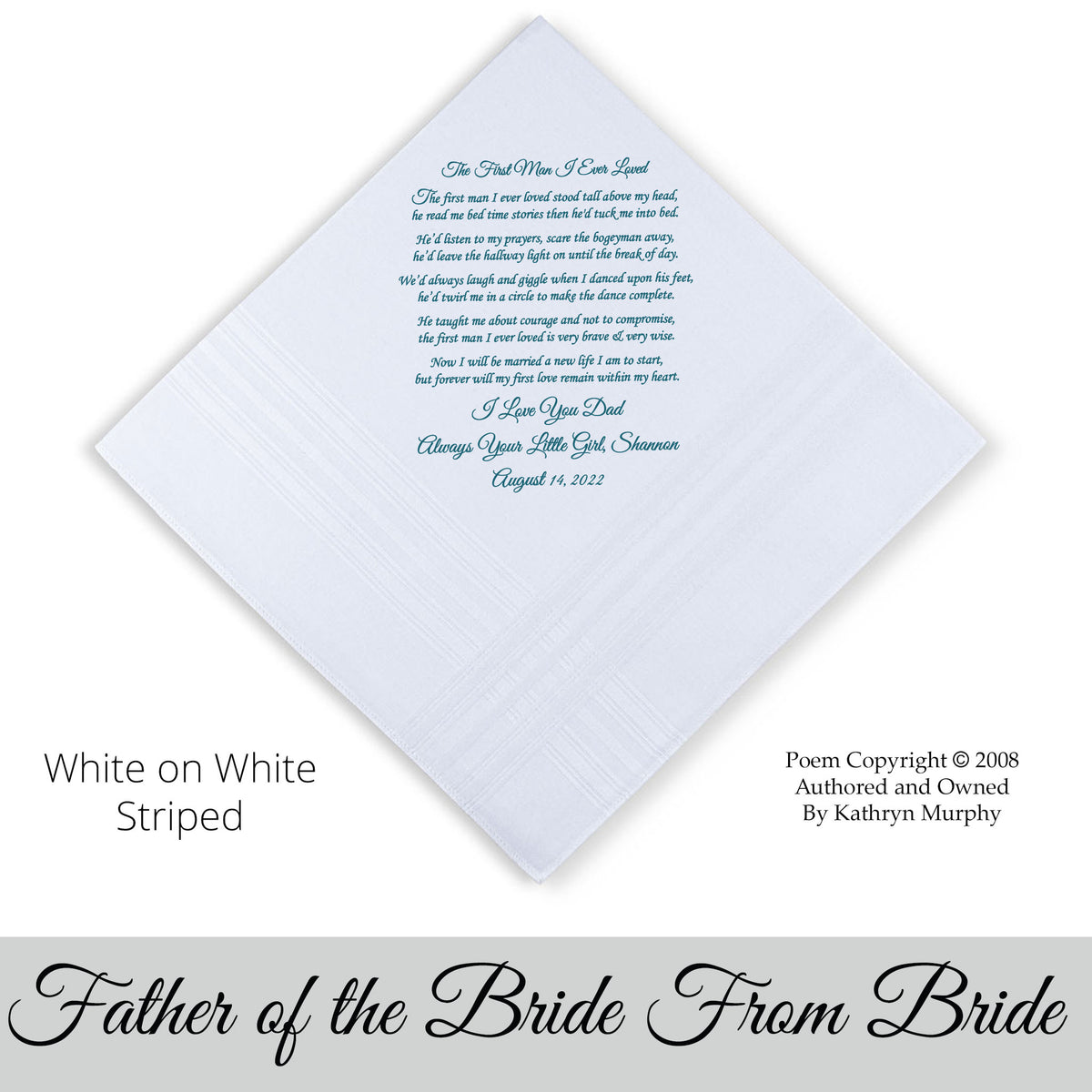 father of the bride handkerchief &quot;first man I ever loved&quot;