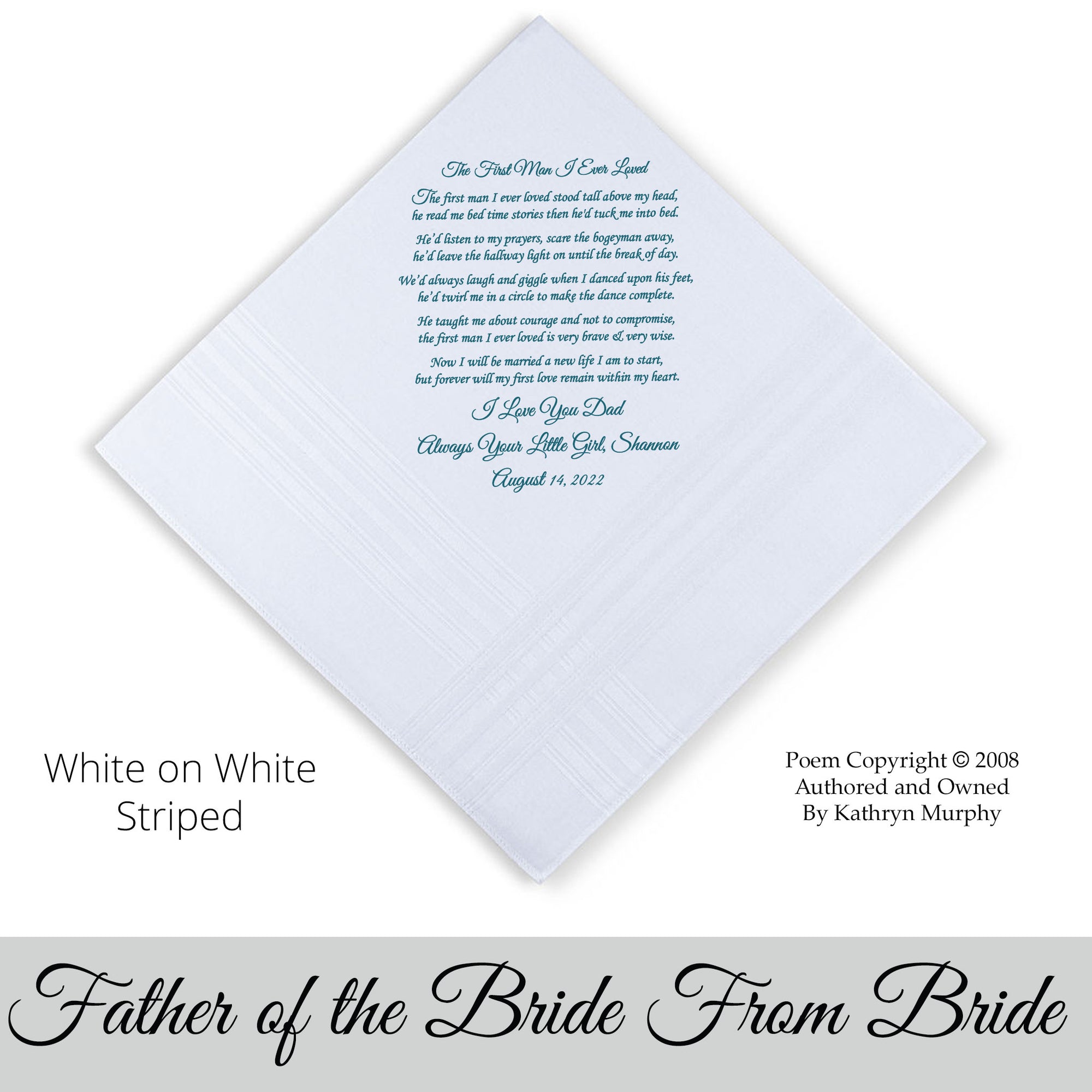 father of the bride handkerchief "first man I ever loved"