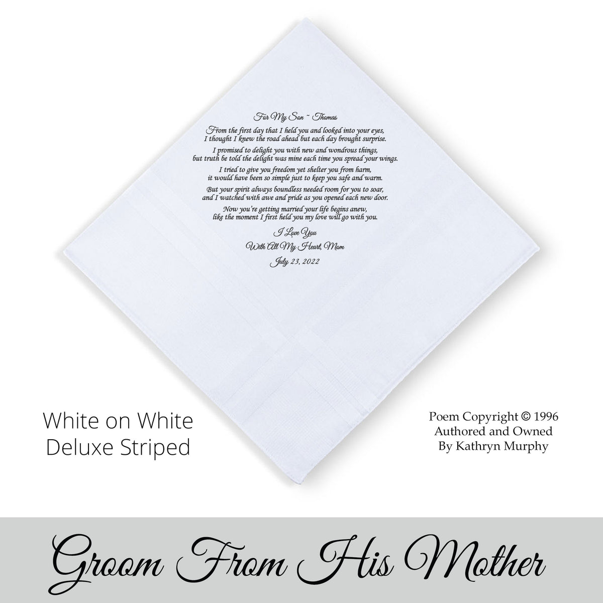 Swiss made man&#39;s handkerchief white on white striped For Groom
