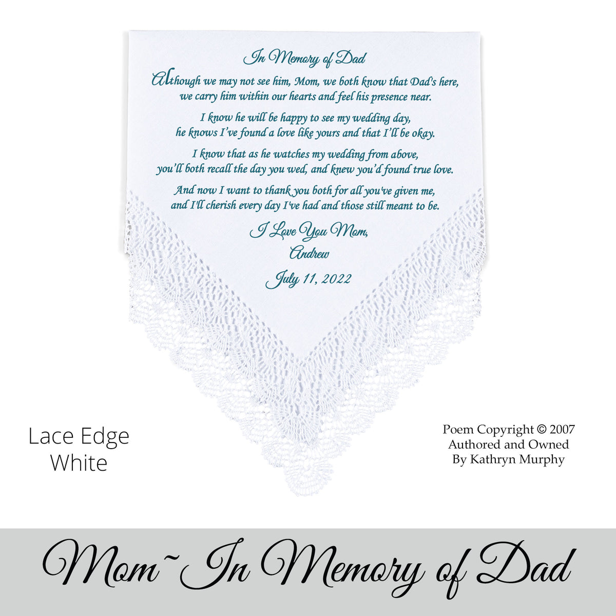 In Memory of Dad Wedding handkerchief 