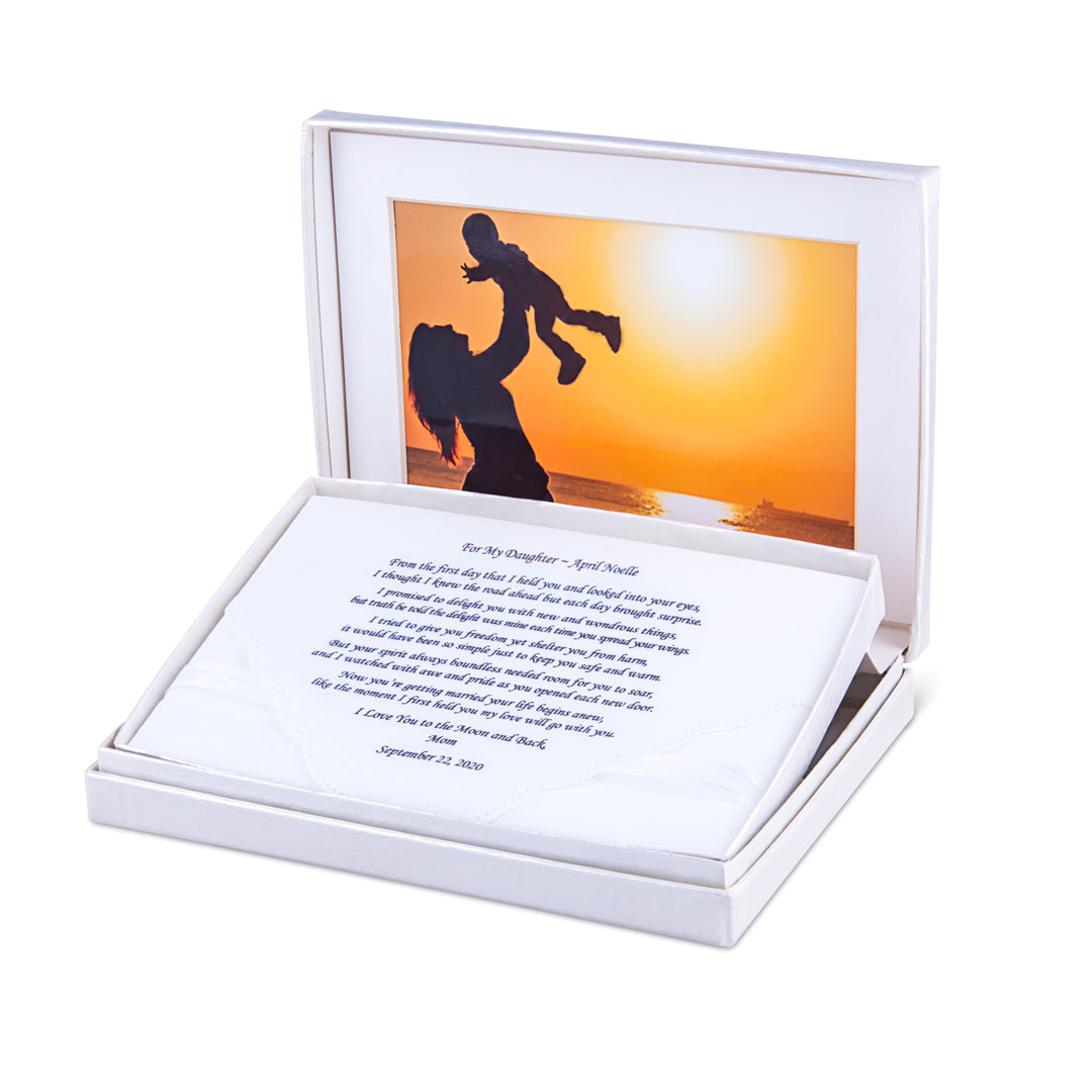 Deluxe hinged gift box for custom printed wedding hankie