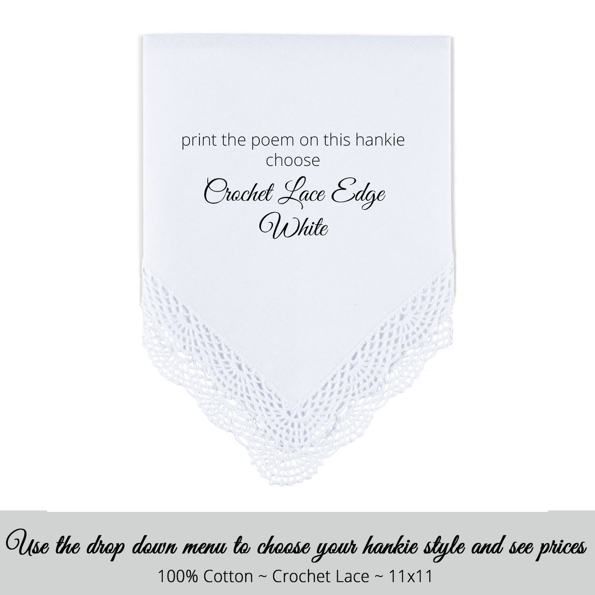 Poem Printed Wedding Hankie for Mother of the Bride from Bride 