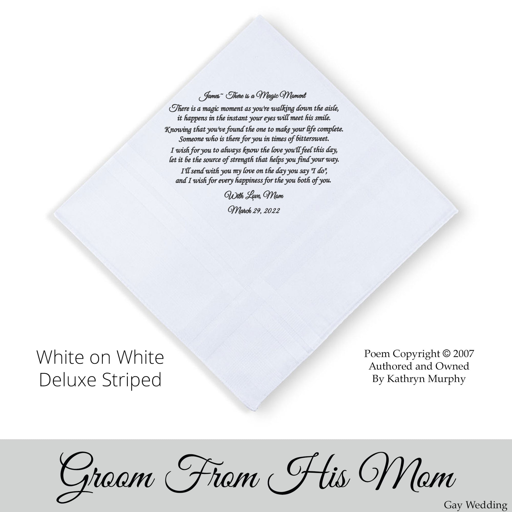Gay Wedding Gift for the groom poem printed wedding hankie