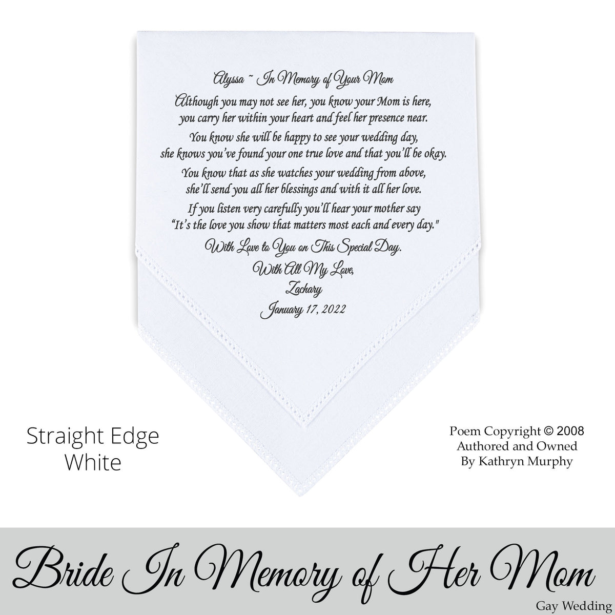 Gay Wedding Gift for the bride poem printed wedding hankie