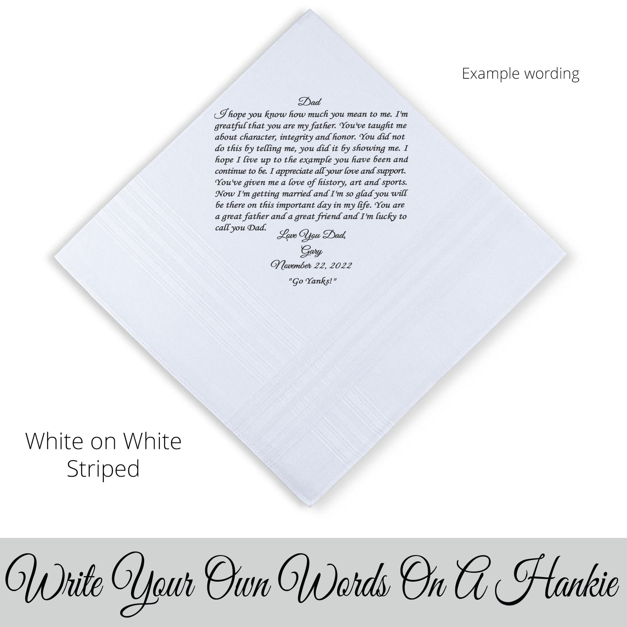 Men's Hankie Printed With Your Own Words